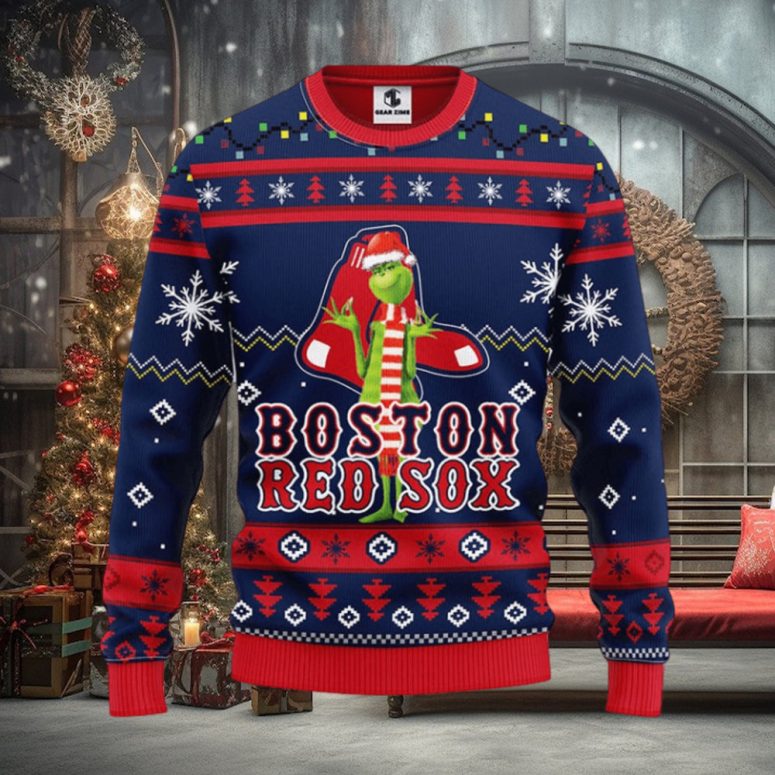 Boston Red Sox Grinch Holiday Cheer Ugly Christmas Sweater