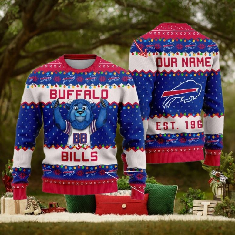 Buffalo Bills Blue Lion Holiday Spirit Ugly Christmas Sweater
