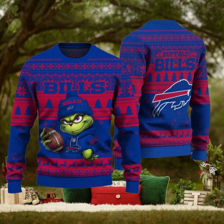 Buffalo Bills Grinchy Football Cheer Ugly Christmas Sweater