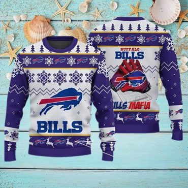 Buffalo Bills Snowy Celebration Ugly Christmas Sweater
