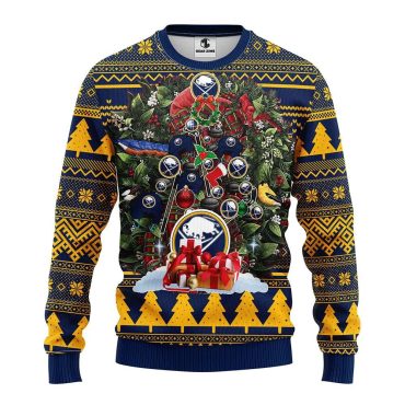 Buffalo Sabres Holiday Wreath Celebration Ugly Christmas Sweater