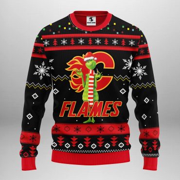 Calgary Flames Funny Grinch Ugly Christmas Sweater