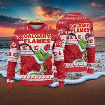 Calgary Flames Grinch Holiday Mischief Ugly Christmas Sweater