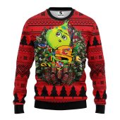 Calgary Flames Grinch Hug Ugly Christmas Sweater - TeeUgly