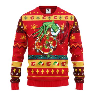 Calgary Flames Grinch Ugly Christmas Sweater