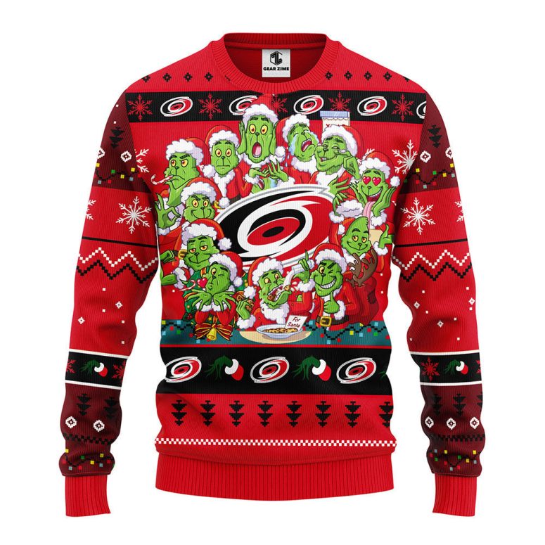 Carolina Hurricanes 12 Grinch Xmas Day Ugly Christmas Sweater