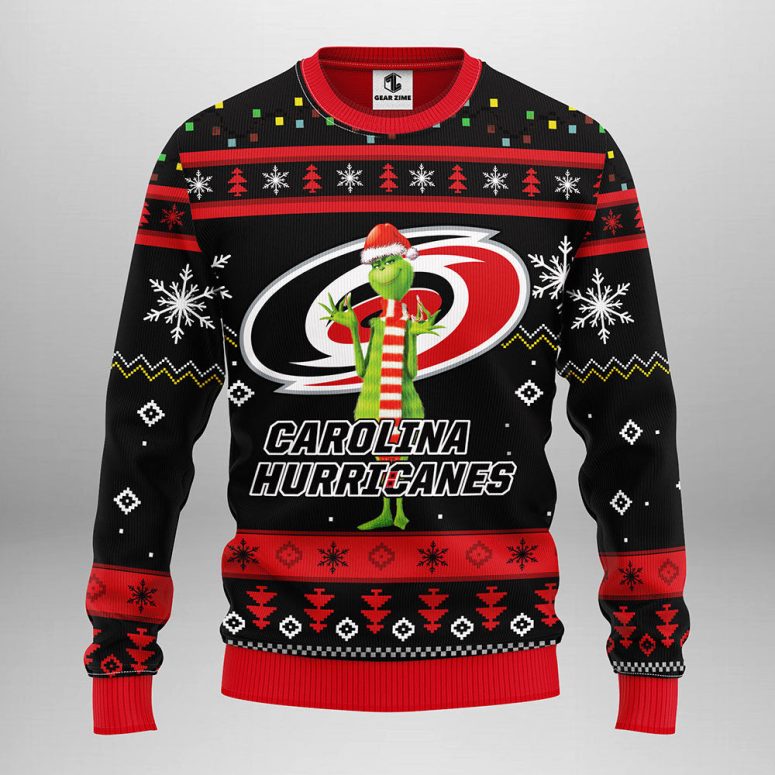 Carolina Hurricanes Funny Grinch Ugly Christmas Sweater