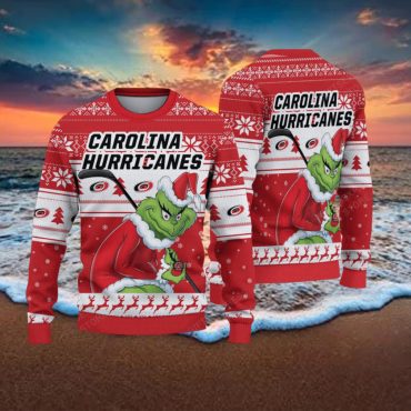 Carolina Hurricanes Grinch Beach Holiday Ugly Christmas Sweater