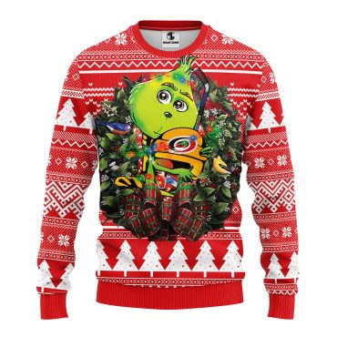 Carolina Hurricanes Grinch Hug Ugly Christmas Sweater