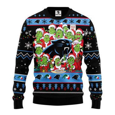 Carolina Panthers 12 Grinch Xmas Day Ugly Christmas Sweater