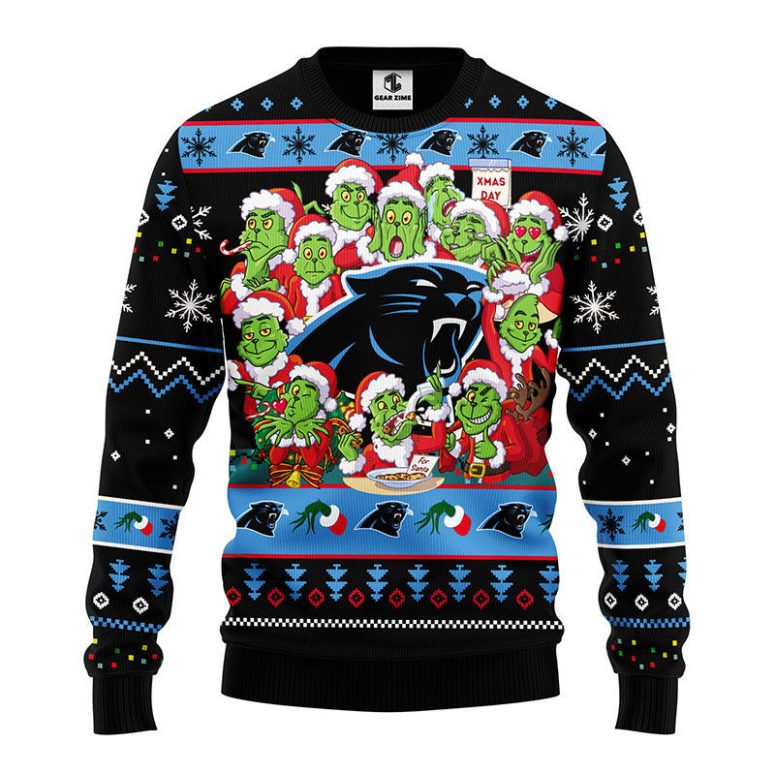 Carolina Panthers 12 Grinch Xmas Day Ugly Christmas Sweater
