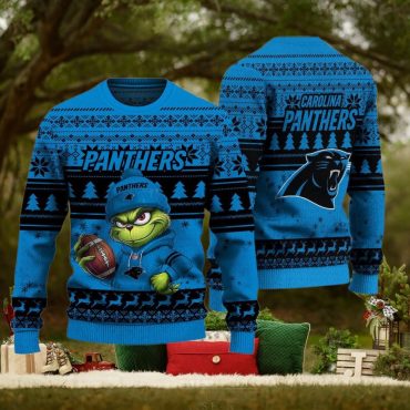 Carolina Panthers Grinch Football Fun Ugly Christmas Sweater