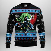 Carolina Panthers Grinch Hand Ugly Christmas Sweater - TeeUgly