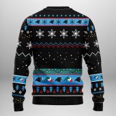 Carolina Panthers Grinch Hand Ugly Christmas Sweater Back - TeeUgly