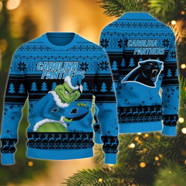 Carolina Panthers Grinch Holiday Hustle Ugly Christmas Sweater