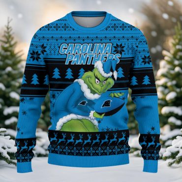 Carolina Panthers Grinch Holiday Hustle Ugly Christmas Sweater