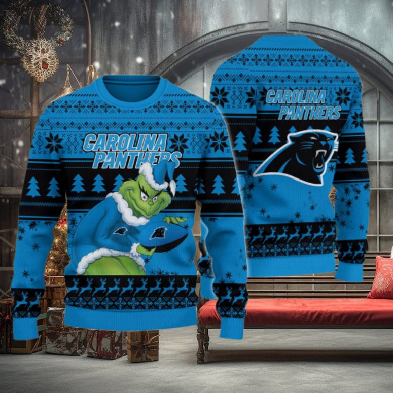Carolina Panthers Grinch Holiday Mischief Ugly Christmas Sweater