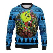 Carolina Panthers Grinch Hug Ugly Christmas Sweater - TeeUgly