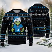 Carolina Panthers Grinch Touchdown Spirit Ugly Christmas Sweater - TeeUgly