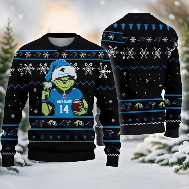 Carolina Panthers Grinch Touchdown Spirit Ugly Christmas Sweater