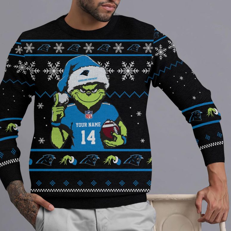 Carolina Panthers Grinch Touchdown Spirit Ugly Christmas Sweater
