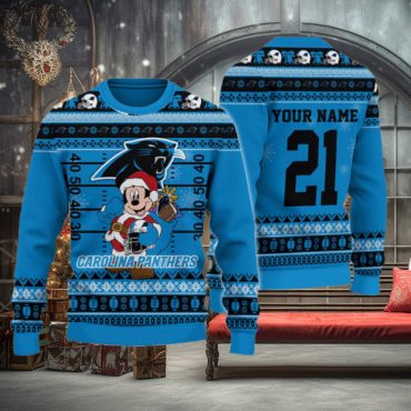 Carolina Panthers Mickey’s Christmas Cheer Ugly Christmas Sweater