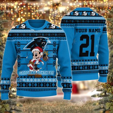 Carolina Panthers Mickey’s Christmas Football Ugly Christmas Sweater