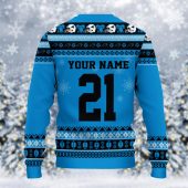 Carolina Panthers Mickey’s Christmas Football Ugly Christmas Sweater Back - TeeUgly