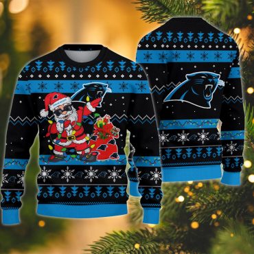 Carolina Panthers Santa’s Cheerful Holiday Ugly Christmas Sweater