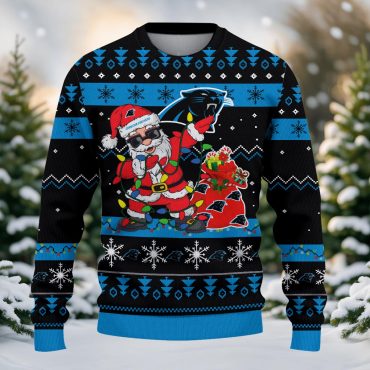 Carolina Panthers Santa’s Cheerful Holiday Ugly Christmas Sweater