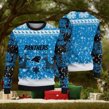 Carolina Panthers Winter Wonderland Snowflakes Ugly Christmas Sweater