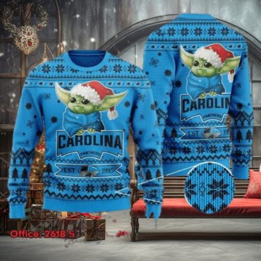 Carolina Panthers Yoda Christmas Cheer Ugly Christmas Sweater