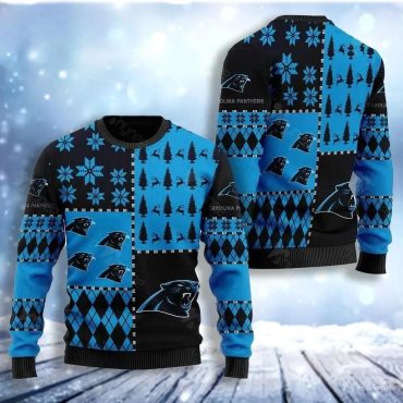 Carolina Pantherss Logo Flower For Fans Ugly Christmas Sweater