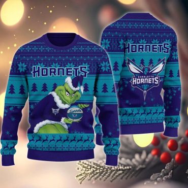 Charlotte Hornets Grinch Stolen Ugly Christmas Sweater