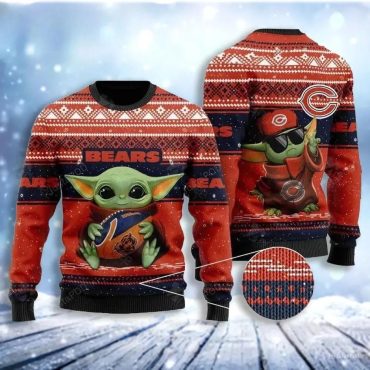 Chicago Bears Baby Yoda Christmas Force Ugly Christmas Sweater