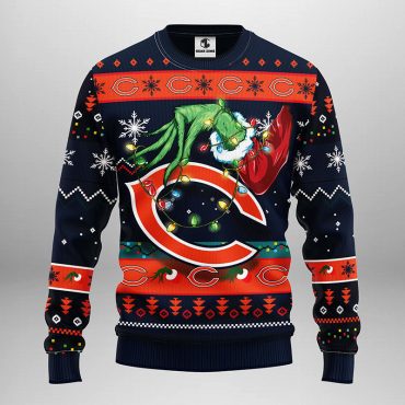 Chicago Bears Grinch Hand Ugly Christmas Sweater