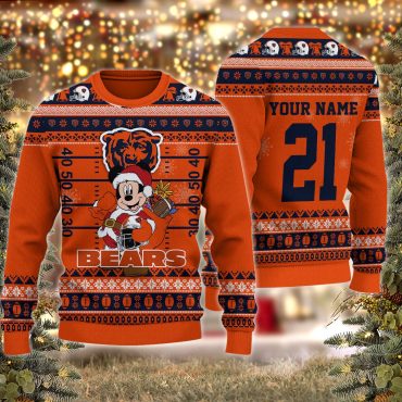 Chicago Bears Mickey Field Cheer Ugly Christmas Sweater