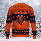 Chicago Bears Orange Santa Grinch Ugly Christmas Sweater Back - TeeUgly