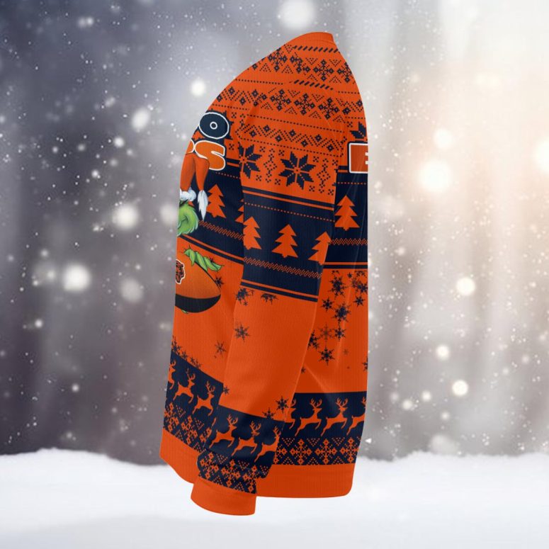 Chicago Bears Orange Santa Grinch Ugly Christmas Sweater