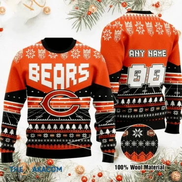 Chicago Bears Retro Field Custom Ugly Christmas Sweater