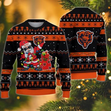 Chicago Bears Santa Lights Dab Ugly Christmas Sweater