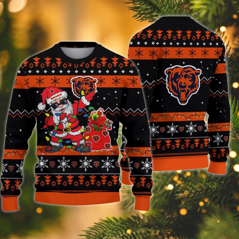 Chicago Bears Santa Lights Dab Ugly Christmas Sweater