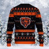 Chicago Bears Santa Lights Dab Ugly Christmas Sweater Back - TeeUgly