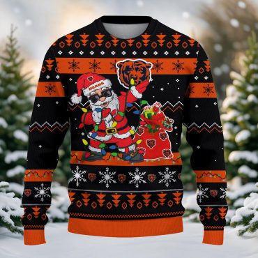 Chicago Bears Santa Lights Dab Ugly Christmas Sweater