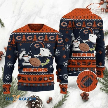 Chicago Bears Snoopy Football Ugly Christmas Sweater