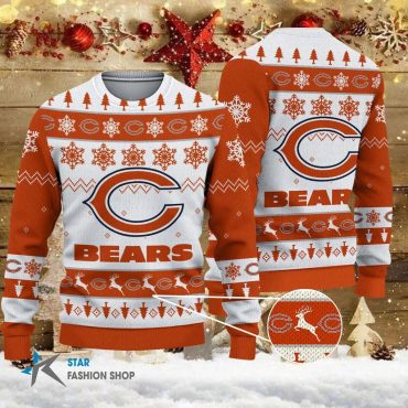 Chicago Bears Snowflake & Reindeer Ugly Christmas Sweater