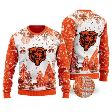 Chicago Bears Winter Forest Ugly Christmas Sweater