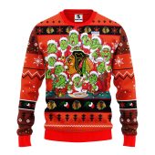 Chicago Blackhawks 12 Grinch Xmas Day Ugly Christmas Sweater - TeeUgly