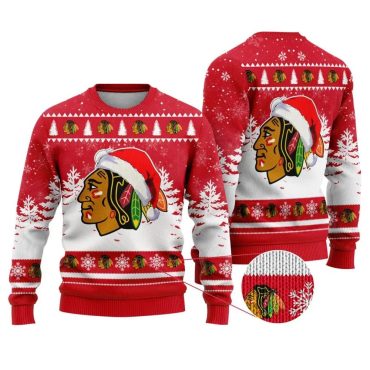 Chicago Blackhawks Festive Santa Spirit Ugly Christmas Sweater