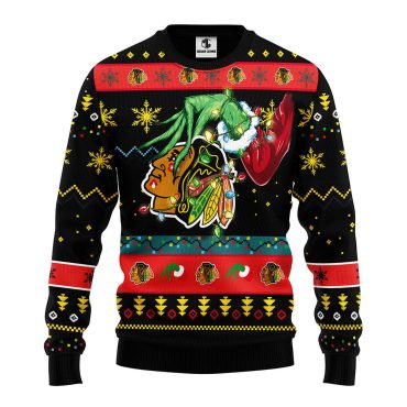 Chicago Blackhawks Grinch Ugly Christmas Sweater